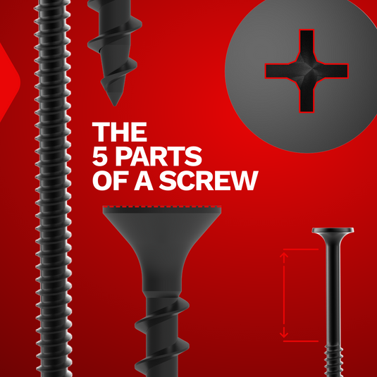 What are the 5 parts of a screw?