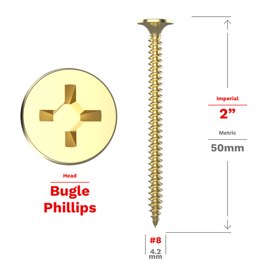 #8 Wood Screws with Fine Thread Zinc Coated Flat Phillips Head - 100pcs