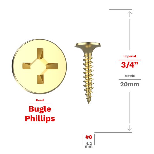 #8 Wood Screws with Fine Thread Zinc Coated Flat Phillips Head - 100pcs